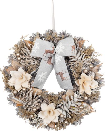Wreath MagicHome Christmas, silver, 30 cm