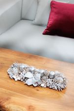 Wreath MagicHome Christmas, Advent, silver, 44 x 15 x 9 cm