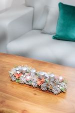 Ikebana MagicHome, Christmas, advent, pink-orange, 44x15x9 cm