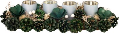 Wreath MagicHome Christmas, Advent, silver, 45 x 15 x 9 cm
