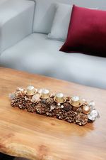Wreath MagicHome Christmas, Advent, gold, 45 cm