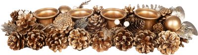 Wreath MagicHome Christmas, Advent, gold, 45 cm