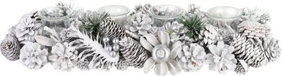 Wreath MagicHome Christmas, Advent, silver, 50 x 16 x 9 cm