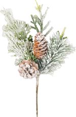 Vetvička MagicHome Vianoce, so šiškami, zasnežená, 30 cm