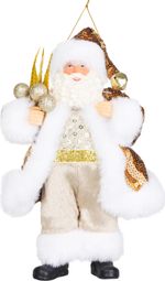 Decoration MagicHome Christmas, Santa, textile, gold, 6x11x18 cm