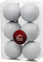 Balls MagicHome Christmas, 6 pcs, white, for Christmas tree, 8 cm