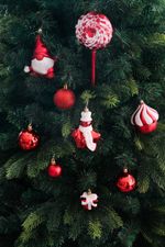 Baubles MagicHome Christmas, set, 47 pcs, red, mix, for Christmas tree