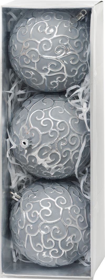 Baubles MagicHome Christmas, set, 3 pcs, silver, for Christmas tree, 10 cm