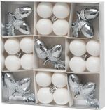 Baubles MagicHome Christmas, set, 21 pcs, white-silver, mix, for Christmas tree