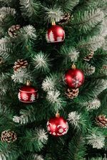 Balls MagicHome Christmas, 12 pcs, 6 cm, red with white ornament, for Christmas tree