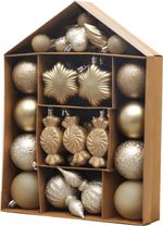 Gömbök MagicHome Karácsony, készlet, 32 db, pezsgő, vegyes, karácsonyfára