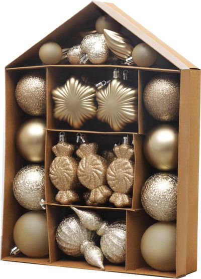 Baubles MagicHome Christmas, set, 32 pcs, brown, mix, for Christmas tree