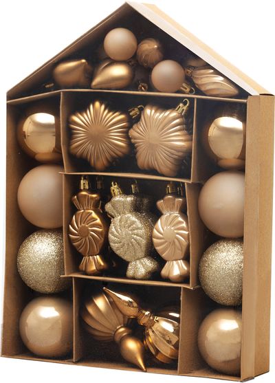 Baubles MagicHome Christmas, set, 32 pcs, brown, mix, for Christmas tree