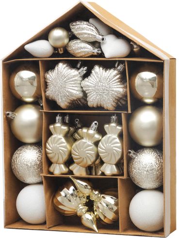 Baubles MagicHome Christmas, set, 32 pcs, white, mix, for Christmas tree