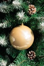 Baubles MagicHome Vianoce, 2 pcs, gray-beige, for Christmas tree, 12 cm
