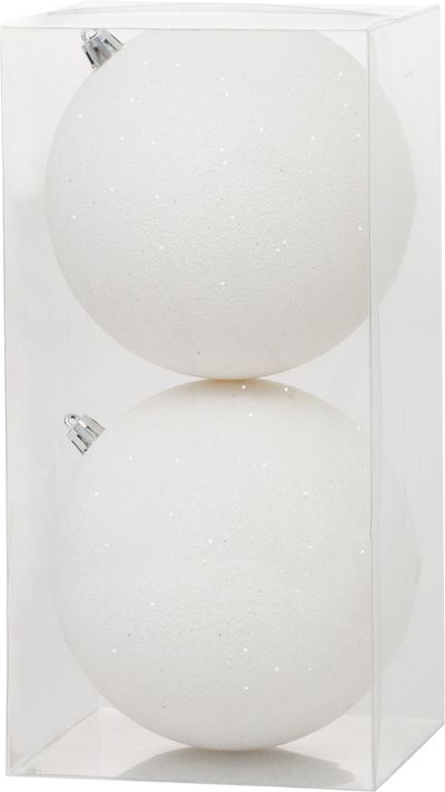 Baubles MagicHome Vianoce, 2 pcs, white, for Christmas tree, 12 cm