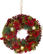 Wreath MagicHome Christmas, hanging, with berries, 30x30x8 cm