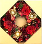 Wreath MagicHome Christmas, hanging, red, 30x30x8 cm