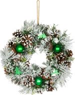 Wreath MagicHome Christmas, hanging, green-white, 30x30x8 cm
