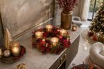 Wreath MagicHome Christmas, with gold baubles, red, 30x30x8 cm