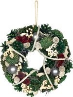Wreath MagicHome Christmas, hanging, green, 30x30x8 cm