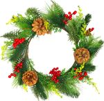 Wreath MagicHome Christmas, with pine cones, hanging, 30x30x12 cm