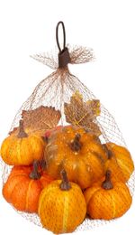 Decoration MagicHome Nature, pumpkins, leaves, in a net, pack. 9pcs