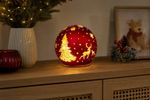 Ball MagicHome Christmas, glass, yellow, 10x warm white LED, 12x11 cm, 3xAA
