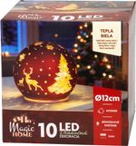 Ball MagicHome Christmas, glass, yellow, 10x warm white LED, 12x11 cm, 3xAA