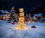 Decoration MagicHome Christmas, snowman, 100x warm white LED, outdoor, 34x73x120 cm