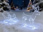 Decoration MagicHome Christmas, reindeer, with sleigh, 240x cool white LED, outdoor, L-1.2 m