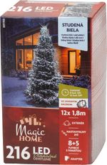 Fényfüzér MagicHome Karácsony, függőleges, világító, időzítő, 216xLED, hideg fehér, 5+8 funkció, 1,8