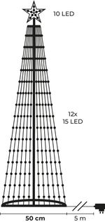 Decoration MagicHome Christmas, tree, 190x LED, multi-color, plastic-copper, 50x180 cm