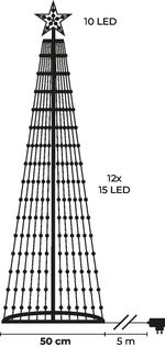 Decoration MagicHome Christmas, tree, 190x LED, warm white, plastic-copper, 50x180 cm
