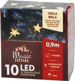 Fényfüzér MagicHome Karácsony, folyamatos világítás, 10xLED, meleg fehér, 0,9 m, 2xAA, IP20