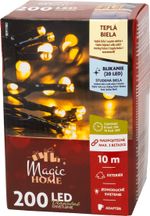 Fényfüzér MagicHome Karácsony, időzítő, 200xLED, meleg fehér, 10 funkció, 10 m, IP44
