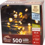 Fényfüzér MagicHome Karácsony, időzítő, 500xLED, meleg fehér, 10 funkció, 25 m, IP 44