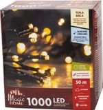 Fényfüzér MagicHome Karácsony, időzítő, 1000xLED, meleg fehér, 10 funkció, 50 m, IP44