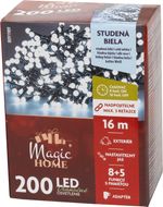 Fényfüzér MagicHome Karácsony, időzítő, 200xLED, hideg fehér, 8 funkció, 16 m, IP44