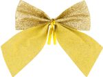Decoration MagicHome Christmas, Bow, gold, pack 4 pcs, 9 x 9 cm