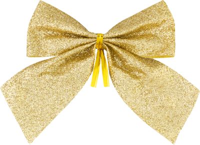 Decoration MagicHome Vianoce, bow, gold, pack. 4 pcs, 9 x 9 cm