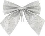 Decoration MagicHome Christmas, Bow, silver, pack 4 pcs, 9 x 9 cm
