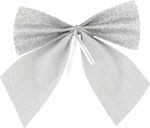 Decoration MagicHome Christmas, Bow, silver, pack 4 pcs, 9 x 9 cm