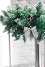 Decoration MagicHome Christmas, Bow, silver, pack 4 pcs, 9 x 9 cm