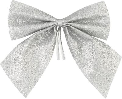 Decoration MagicHome Vianoce, bow, silver, pack. 4 pcs, 9 x 9 cm