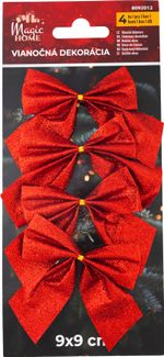 Decoration MagicHome Christmas, Bow, red, pack 4 pcs, 9 x 9 cm