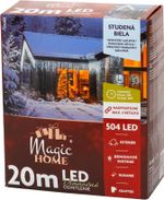 Fényfüzér MagicHome Karácsony, időzítő, 504xLED, hideg fehér, 9+1 funkció, 20 m, IP44