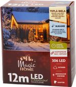 Fényfüzér MagicHome Karácsony, időzítő, 306xLED, meleg fehér, 10 funkció, 12 m, IP44