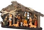 Decoration MagicHome Christmas, nativity scene, polyresin, 17xLED warm white, 9.2x31.2x17.7 cm, 2xAA