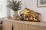 Decoration MagicHome Christmas, nativity scene, polyresin, 17xLED warm white, 9.2x31.2x17.7 cm, 2xAA
